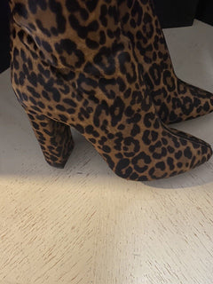 NIB $1995 Saint Laurent Damen Pony Spots Zip Stiefel Schuhe Braun 11,5 US/41,5 Eu