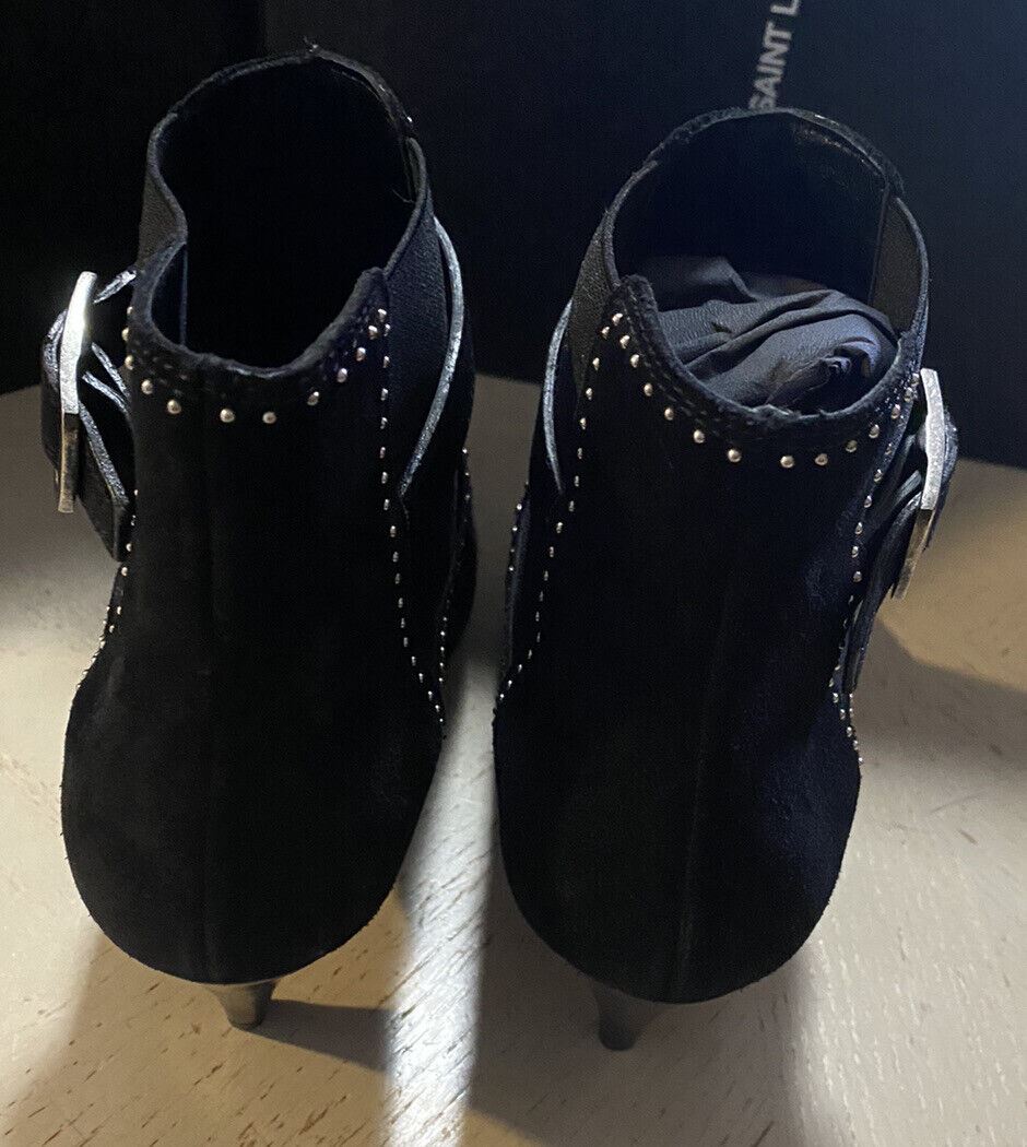 NIB $1595 Saint Laurent Women Suede Boots Shoes Black 567615  9.5 US/39.5 Eu