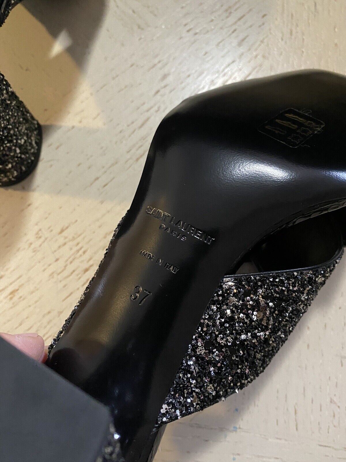 СПИ $795 Saint Laurent Женские замшевые/кожаные сандалии черные 7 США (37 евро)
