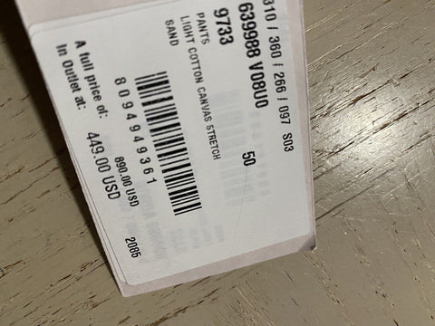 NWT $890 Bottega Veneta Mens Stretch Light Cotton Pants Sand/LT Brown 34 US/50 E