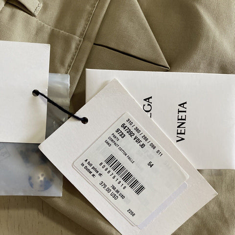 Neu mit Etikett: 790 $ Bottega Veneta Herren Copact Baumwollhose Sand/LT Brown 38 US/54 Eu