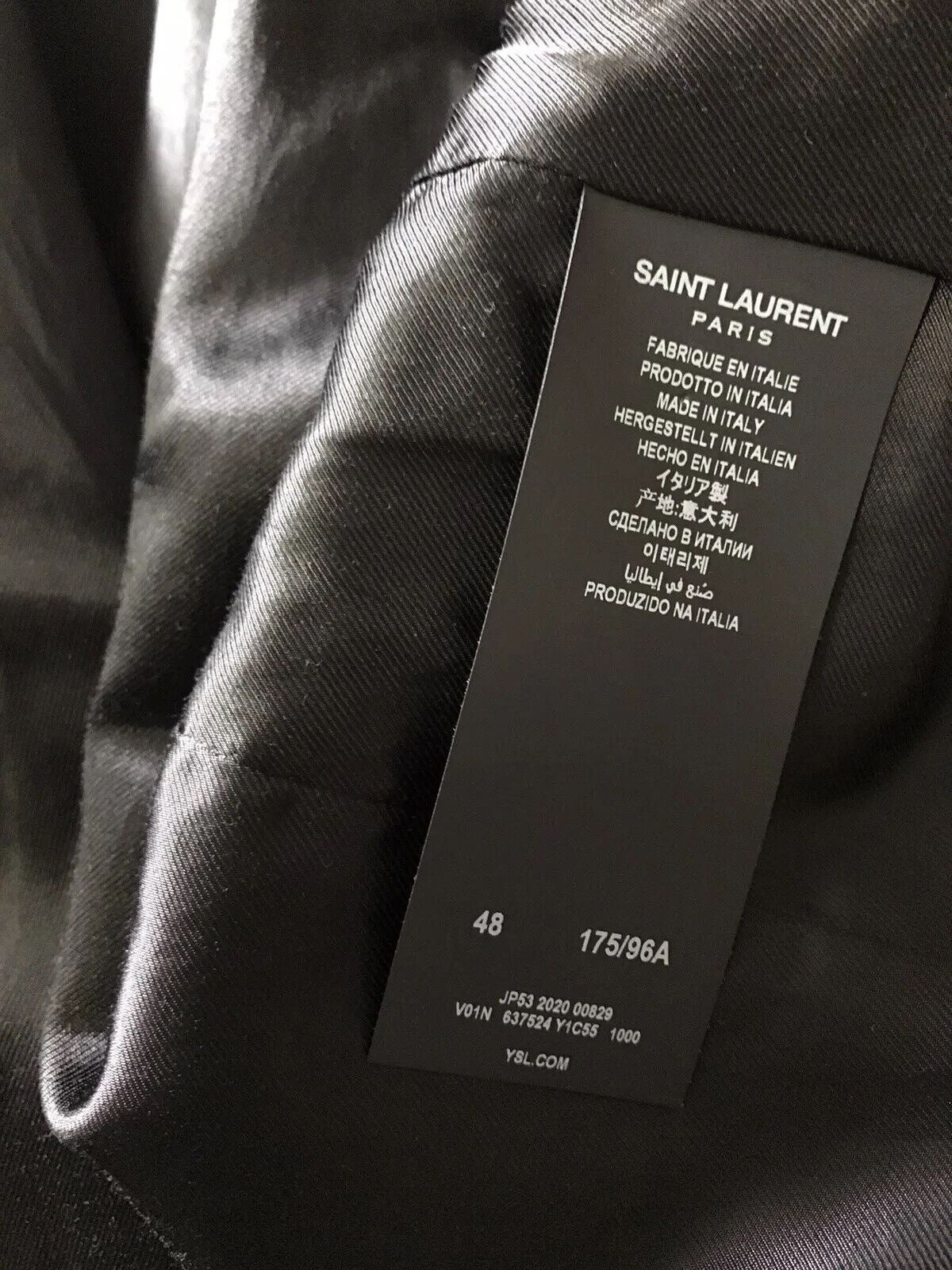 New $2690 Saint Laurent Zipped Raglan Jacket Coat Black 38 US ( 48 Eu ) Italy