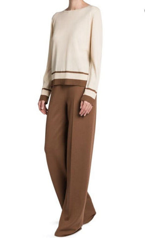New $2550 Loro Piana Lungo Cashmere & Silk Pants Color: MARRON GLACE 44/10 Italy