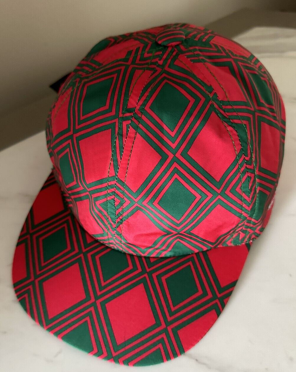 Neu mit Etikett: Kiton Diamond-Print Baseball Cap Hat Rot Größe L