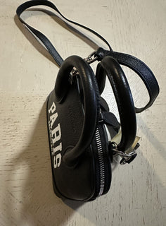 Neue BALENCIAGA XXS Paris Logo Leder-Top-Griff-Tasche Schwarz/Weiß Italien