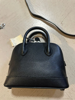 Neue BALENCIAGA XXS Paris Logo Leder-Top-Griff-Tasche Schwarz/Weiß Italien