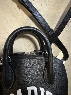 Neue BALENCIAGA XXS Paris Logo Leder-Top-Griff-Tasche Schwarz/Weiß Italien