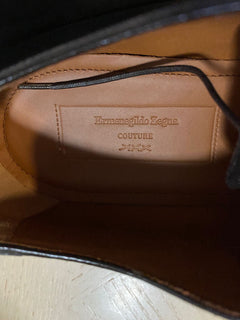 Neue 1250 $ Ermenegildo Zegna Couture Oxford-Lederschuhe DK Braun 12 US Italien