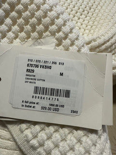 Neu mit Etikett: 1850 $ Bottega Venetta Herren-Pullover mit Rundhalsausschnitt, gebrochenes Weiß, M, Italien