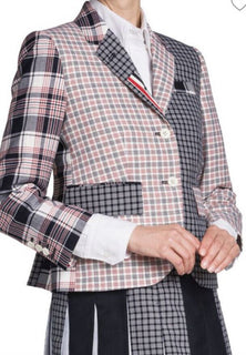 New $2350 Thom Browne Women High Armhole Fitted Jacket White/Multi 40/4 Italy