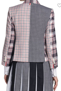 New $2350 Thom Browne Women High Armhole Fitted Jacket White/Multi 40/4 Italy