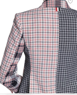 New $2350 Thom Browne Women High Armhole Fitted Jacket White/Multi 40/4 Italy