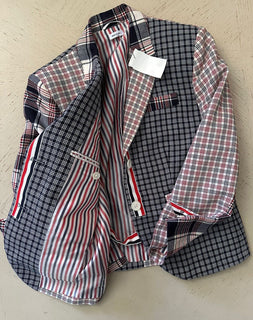 New $2350 Thom Browne Women High Armhole Fitted Jacket White/Multi 40/4 Italy