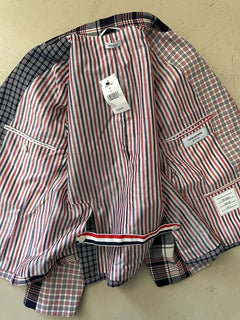 New $2350 Thom Browne Women High Armhole Fitted Jacket White/Multi 40/4 Italy