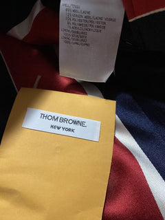 Neue $4900 Thom Browne Damen-Blazerjacke mit Karomuster aus Wollmischung, Marineblau, 38/2, Italien