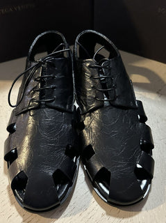 NIB 890 $ Bottega Venetta Herren Light Lux Leder Sandalenschuhe Schwarz 10,5 US/43,5