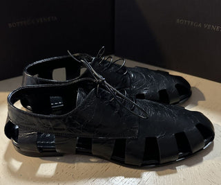 NIB 890 $ Bottega Venetta Herren Light Lux Leder Sandalenschuhe Schwarz 10,5 US/43,5