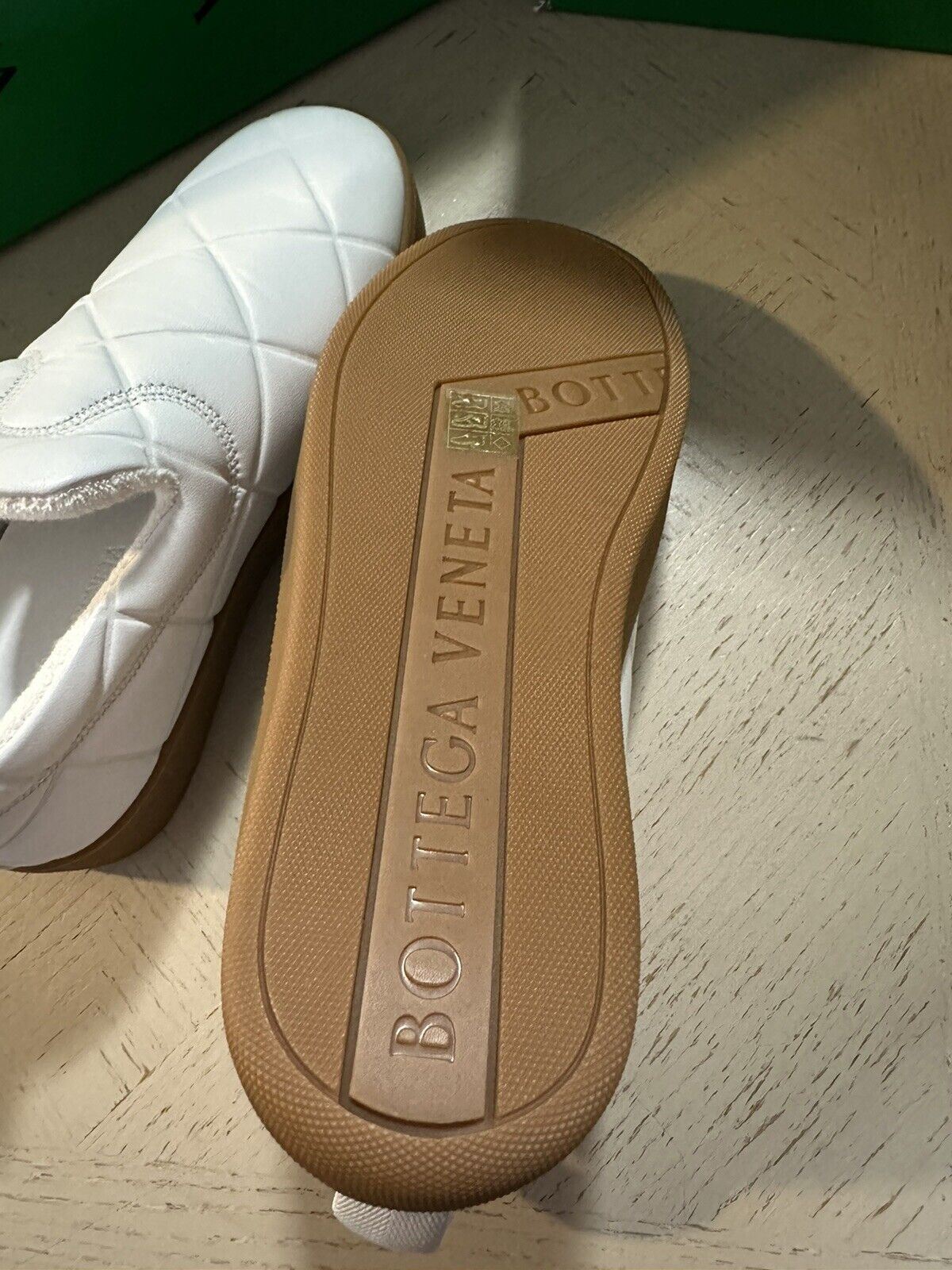 NIB 950 $ Bottega Veneta Herren Leder-Sneaker-Schuhe Weiß 8 US/41 Eu
