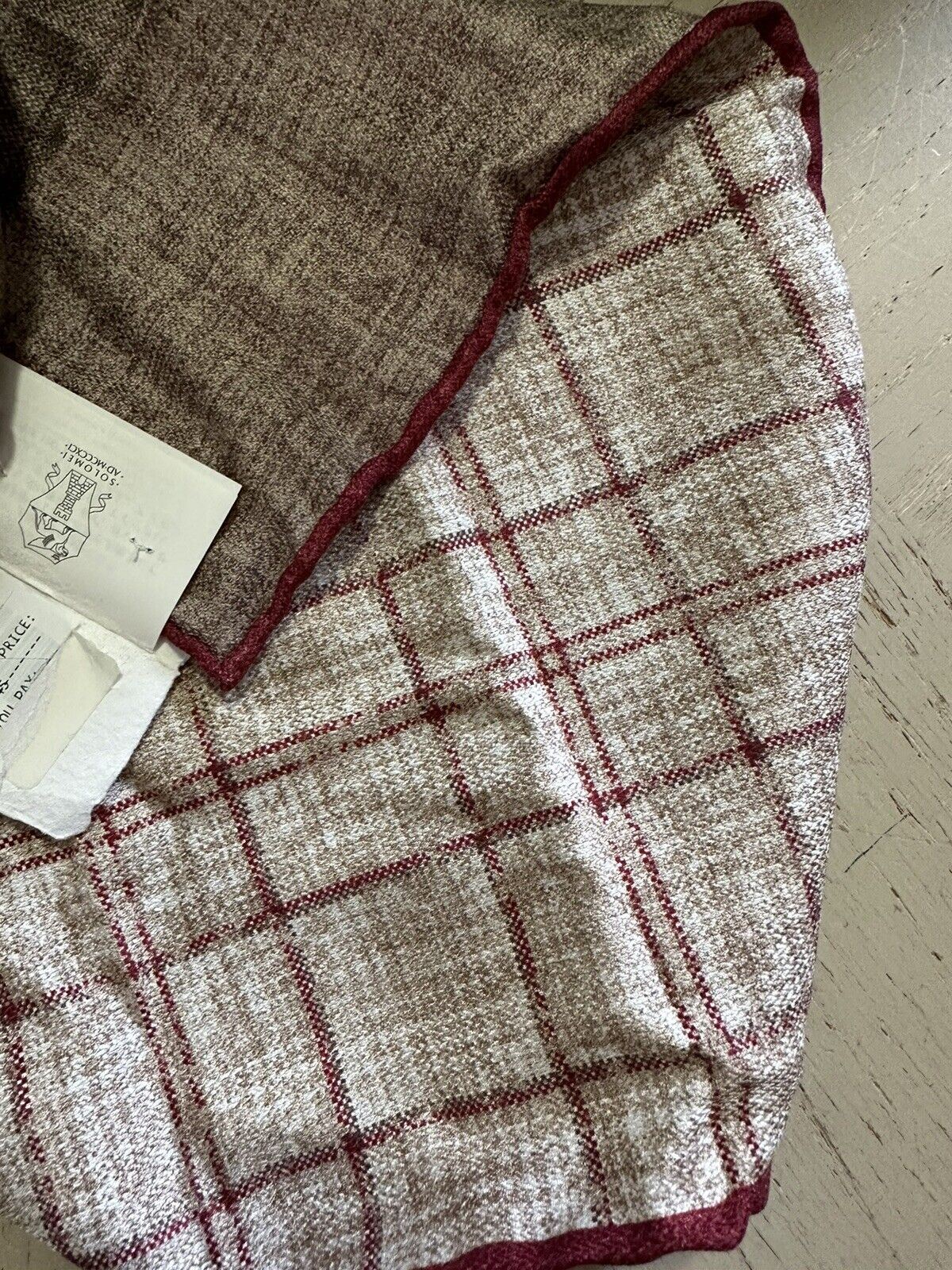 Новый шелковый нагрудный платок в клетку Brunello Cucinelli за 240 долларов, коричневый, один размер