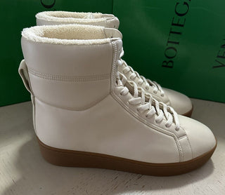 NIB 950 $ Bottega Veneta Herren-Leder-High-Top-Sneaker-Schuhe Weiß 8 US/41 Eu