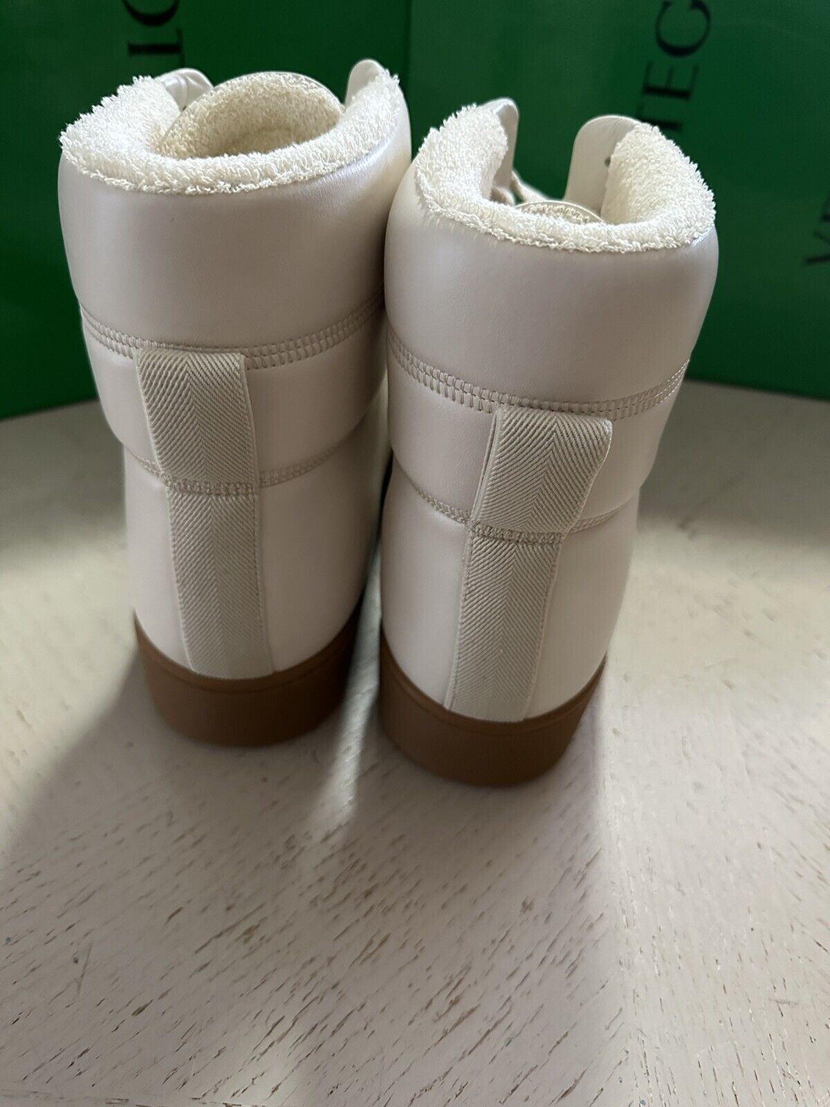 NIB $950 Bottega Veneta Мужские кожаные высокие кроссовки белые 8 US/41 EU