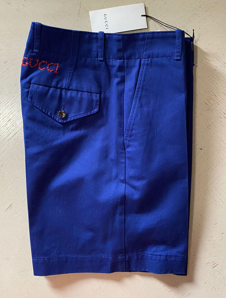 Neu mit Etikett: Gucci Herren-Shorts aus Militär-Baumwolle, Blau, Größe 30 US/46 Eu, Italien