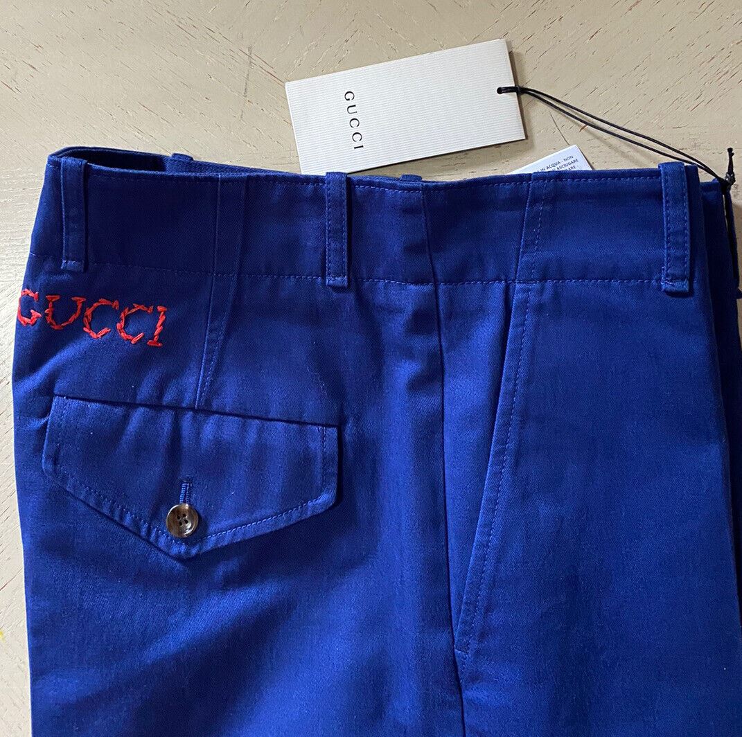 Neu mit Etikett: Gucci Herren-Shorts aus Militär-Baumwolle, Blau, Größe 30 US/46 Eu, Italien