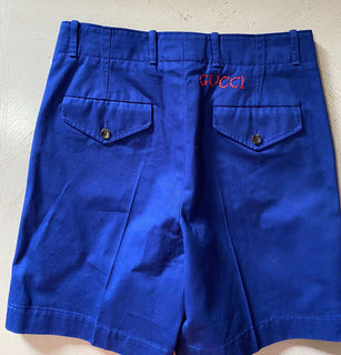 Neu mit Etikett: Gucci Herren-Shorts aus Militär-Baumwolle, Blau, Größe 30 US/46 Eu, Italien