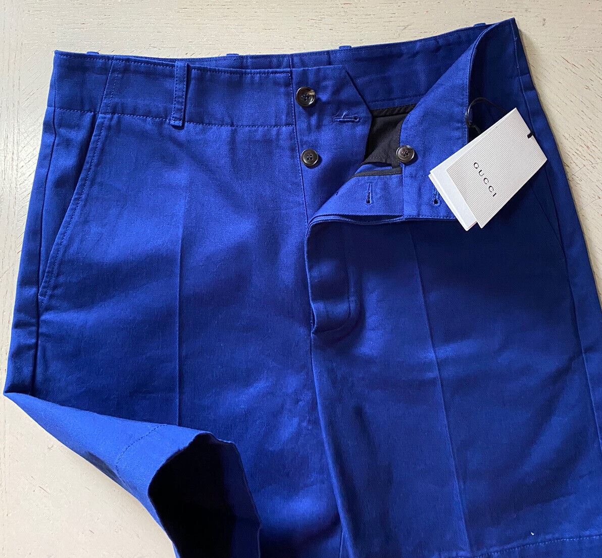 NWT Gucci Mens Military Cotton Short Pants Blue Size 30 US/46 Eu Italy