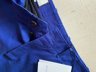 Neu mit Etikett: Gucci Herren-Shorts aus Militär-Baumwolle, Blau, Größe 30 US/46 Eu, Italien