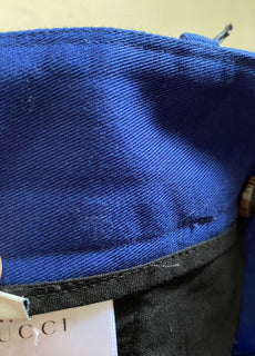 Neu mit Etikett: Gucci Herren-Shorts aus Militär-Baumwolle, Blau, Größe 30 US/46 Eu, Italien