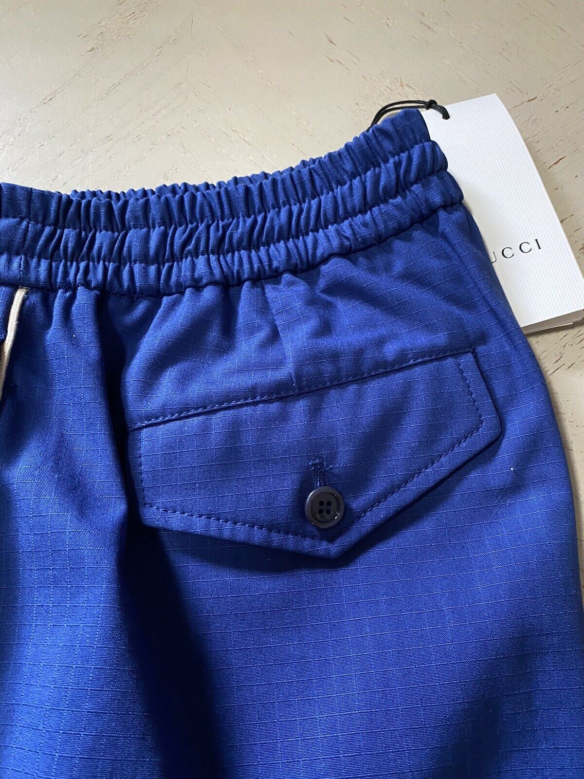 Neu mit Etikett: 1450 $ Gucci Herren-Shorts mit Gucci-Monogramm, Blau, 30 US/46 Eu