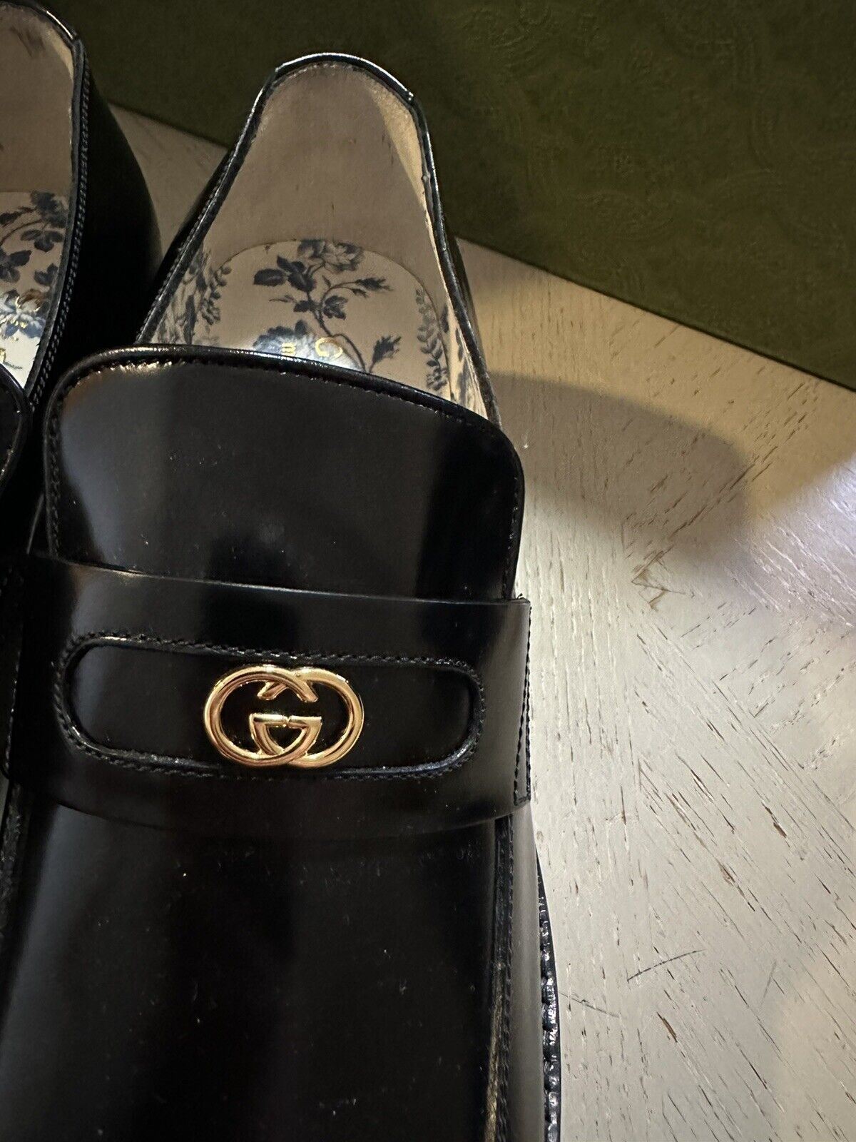 NIB $ 1400 Gucci Herren GG Leder Loafer Mokassin Schuhe Schwarz 7 US ( 6 Gucci )