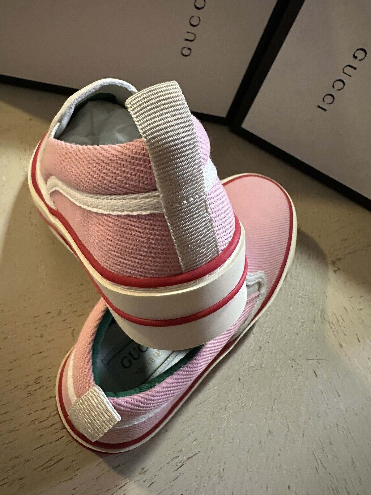 Neue Gucci Damen Old Tennis Tweed Loafers Sneakers Rosa 5,5 US/35,5 Eu 624733