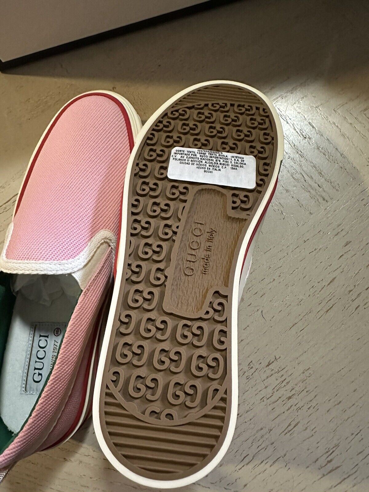Новые женские кроссовки Gucci Old Tennis Tweed Loafers розовые 5,5 США/35,5 ЕС 624733