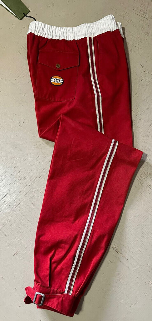 Neue 1300 $ Gucci Herren-Jogginghose aus Militärbaumwolle, Rot, 32 US/48 Eu
