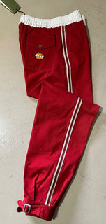 Neue 1300 $ Gucci Herren-Jogginghose aus Militärbaumwolle, Rot, 32 US/48 Eu