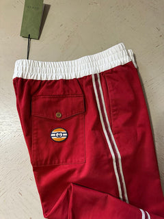 Neue 1300 $ Gucci Herren-Jogginghose aus Militärbaumwolle, Rot, 32 US/48 Eu
