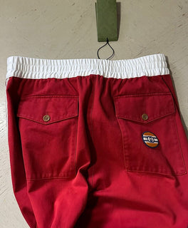 Neue 1300 $ Gucci Herren-Jogginghose aus Militärbaumwolle, Rot, 32 US/48 Eu