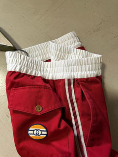 Neue 1300 $ Gucci Herren-Jogginghose aus Militärbaumwolle, Rot, 32 US/48 Eu