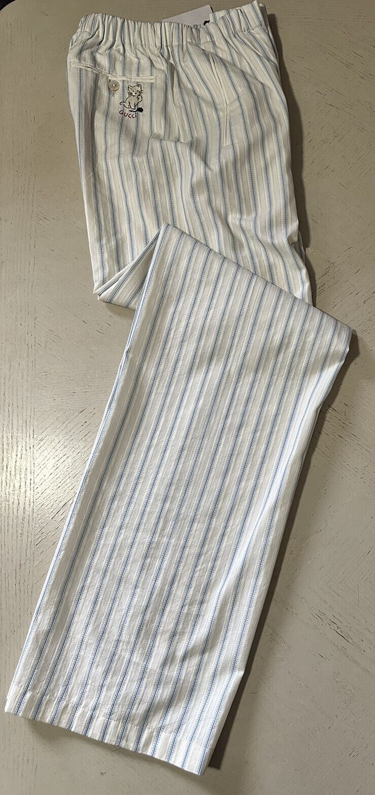 Neu mit Etikett: 980 $ Gucci Herrenhose mit antiken Streifen, weiß, 30 US/46 Eu, Italien