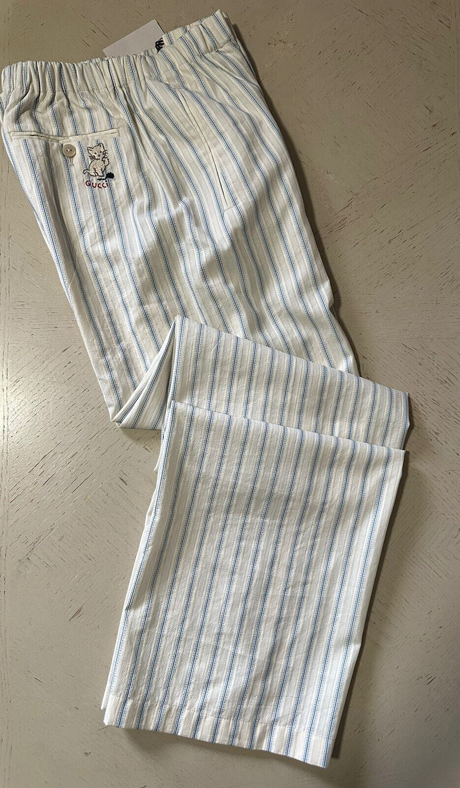 Neu mit Etikett: 980 $ Gucci Herrenhose mit antiken Streifen, weiß, 30 US/46 Eu, Italien