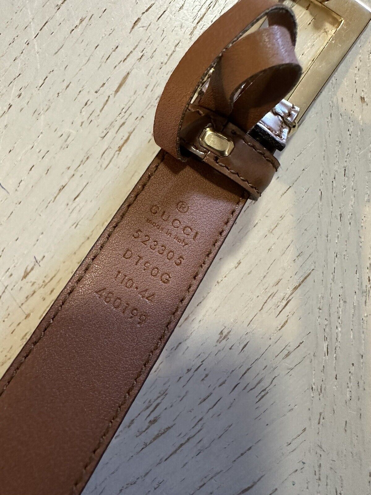 New Gucci Mens Leather Belt Brown 110/44 Italy