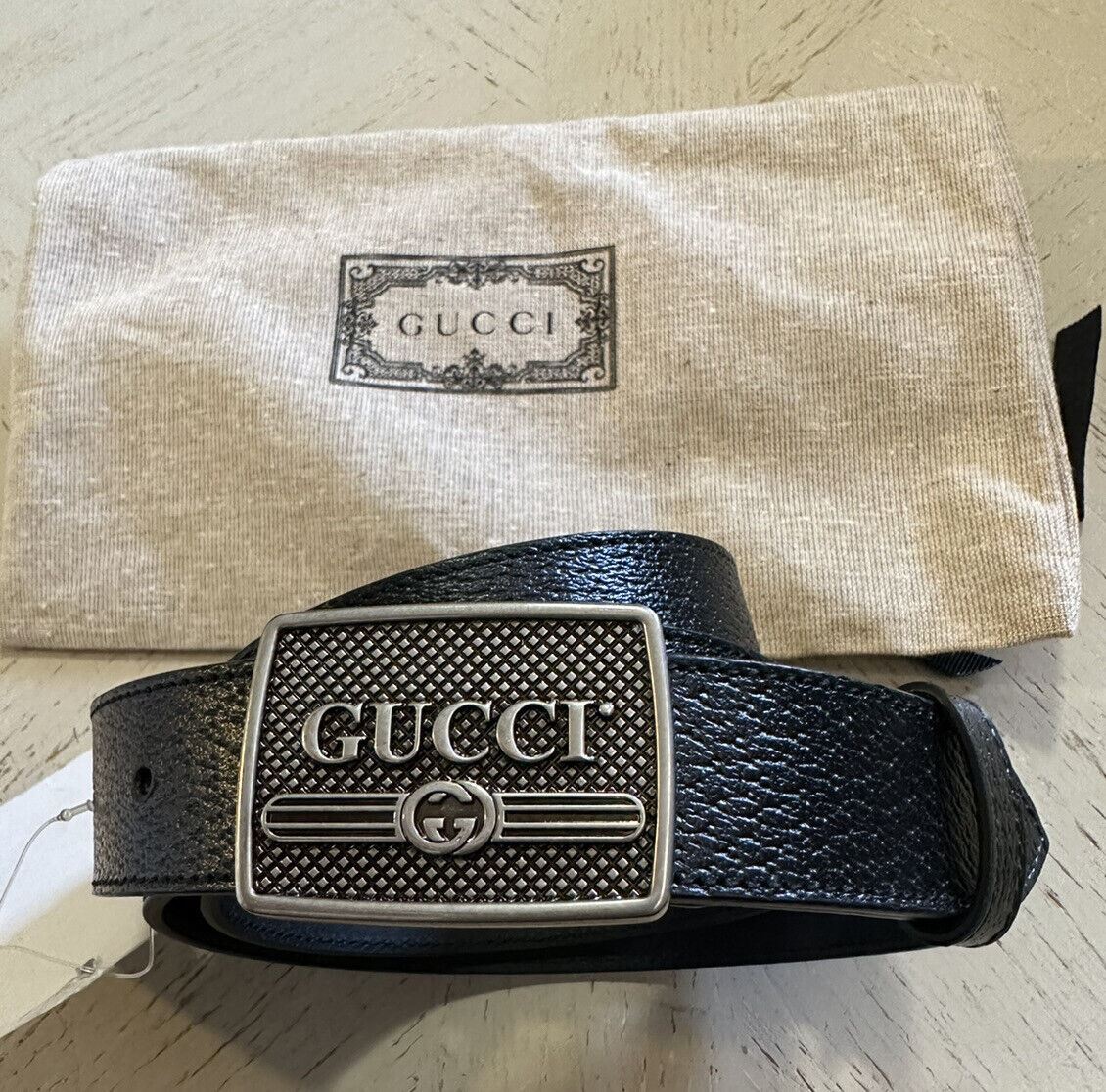 New Gucci Mens Leather Belt Gucci Monogram Black 95/36