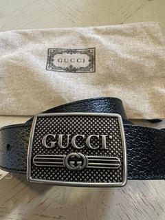 Neuer Gucci Herren-Ledergürtel Gucci-Monogramm Schwarz 95/36