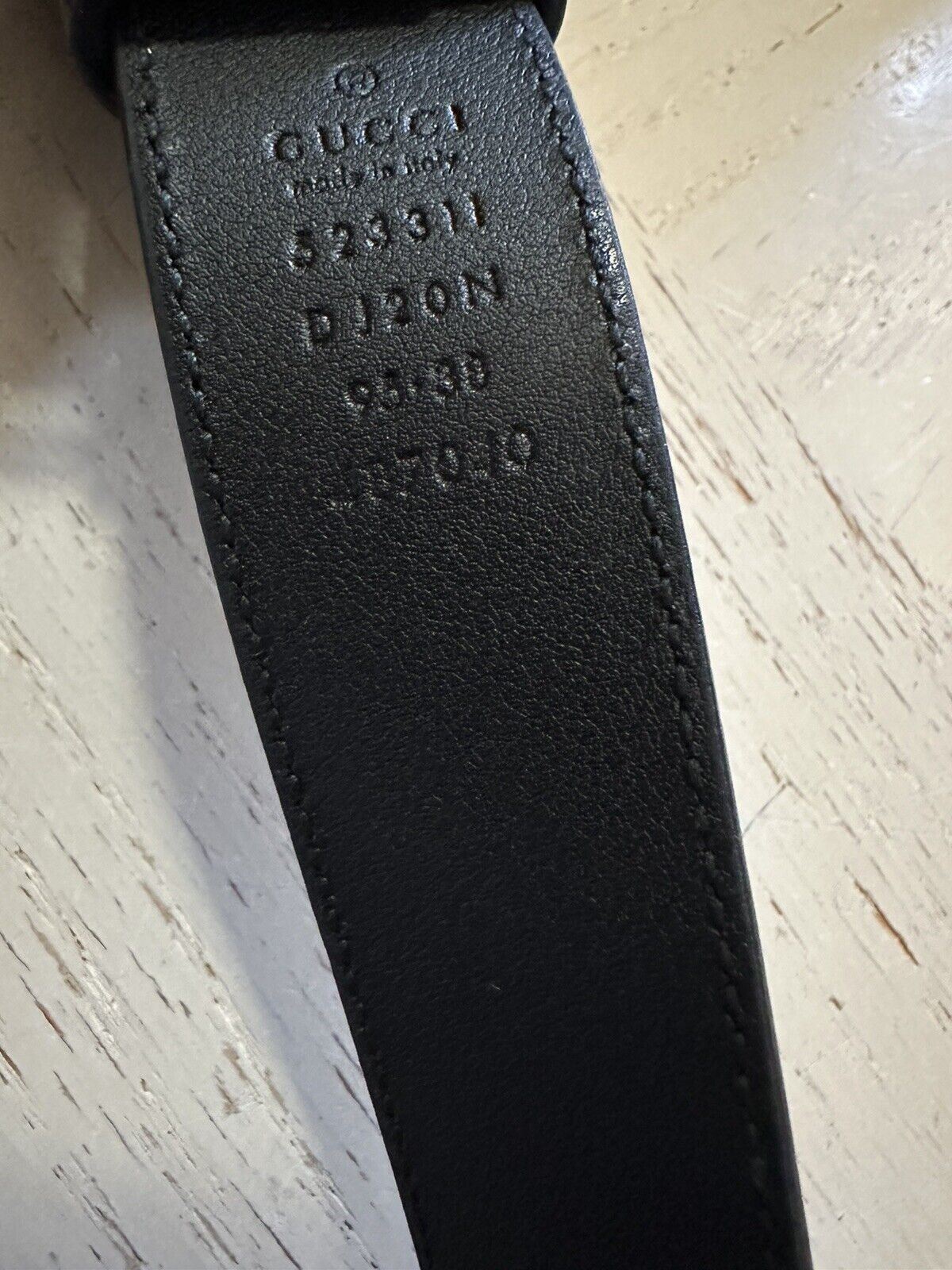 New Gucci Mens Leather Belt Gucci Monogram Black 95/36