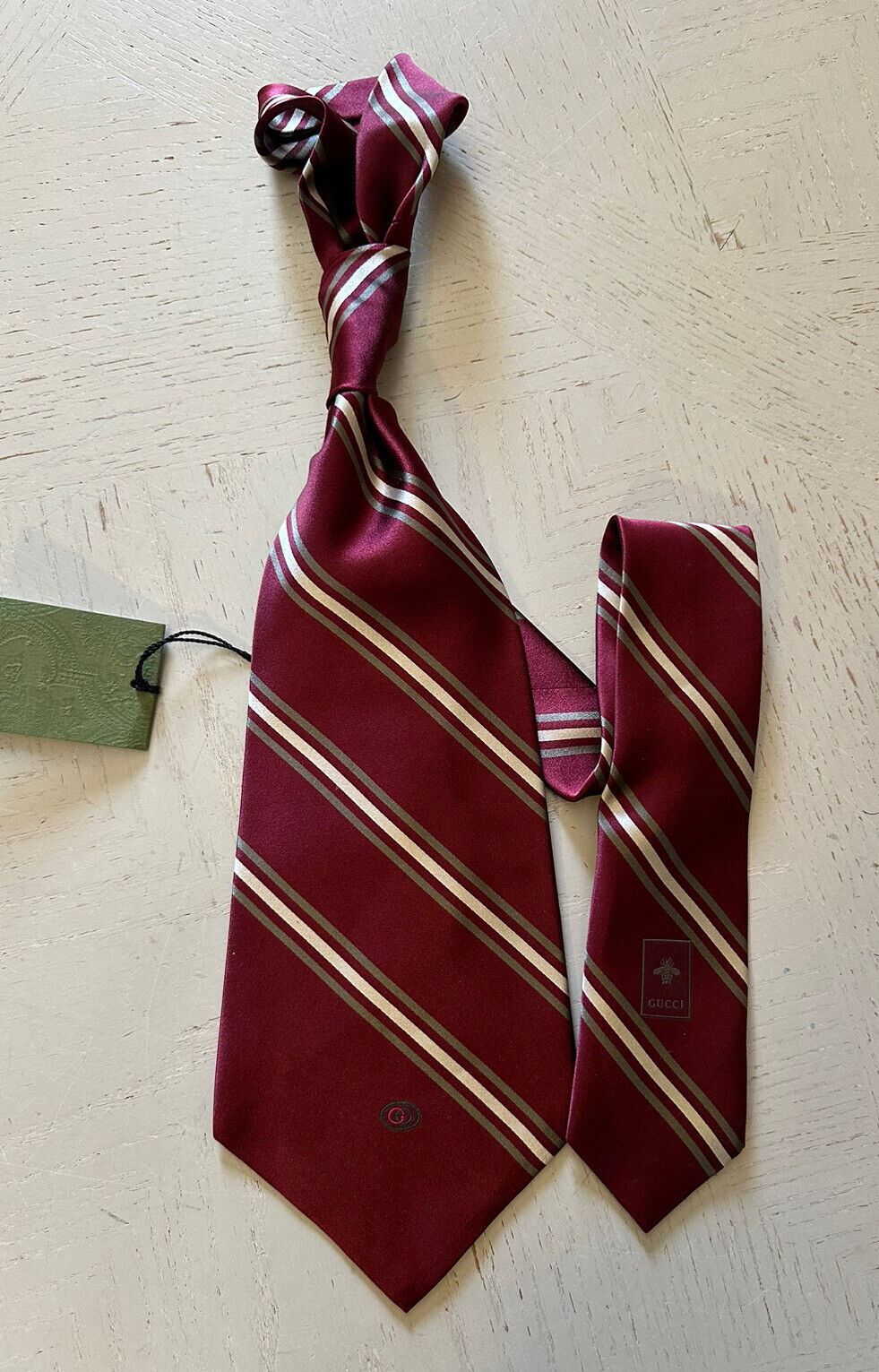 Новый мужской шелковый галстук Gucci Big Gimental 5,5 дюймов, бордовый, Италия