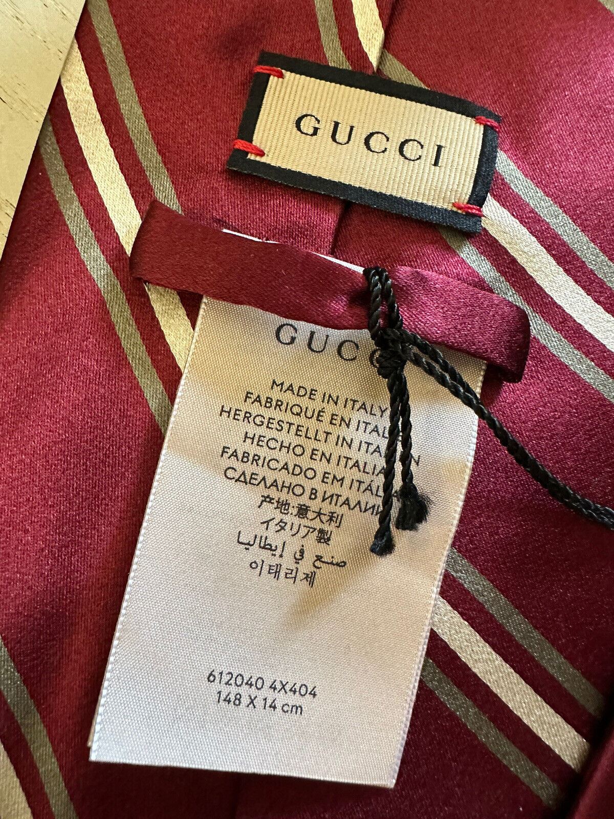 Neue Gucci Herren Big Gimental 5,5 Zoll Seidenhalskrawatte Burgund Italien