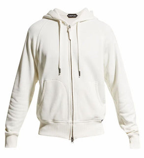 Neu 990 $ TOM FORD Solid Hooded Zip Jacket Sweater für Herren NATURAL SOLID 46 US/56 E