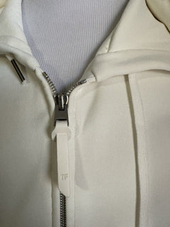 Neu 990 $ TOM FORD Solid Hooded Zip Jacket Sweater für Herren NATURAL SOLID 46 US/56 E